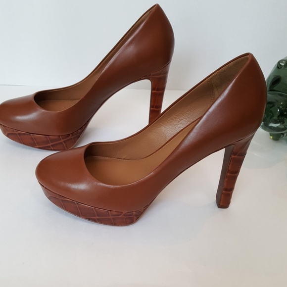 Elie Tahari Tan Platform Heels Size 38.5 - Picture 5 of 8